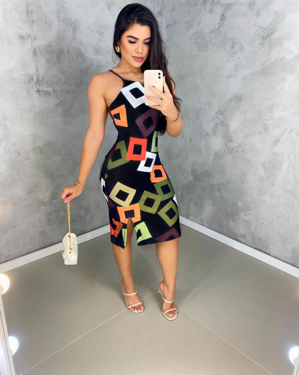 Vestido Longo Quadriculado