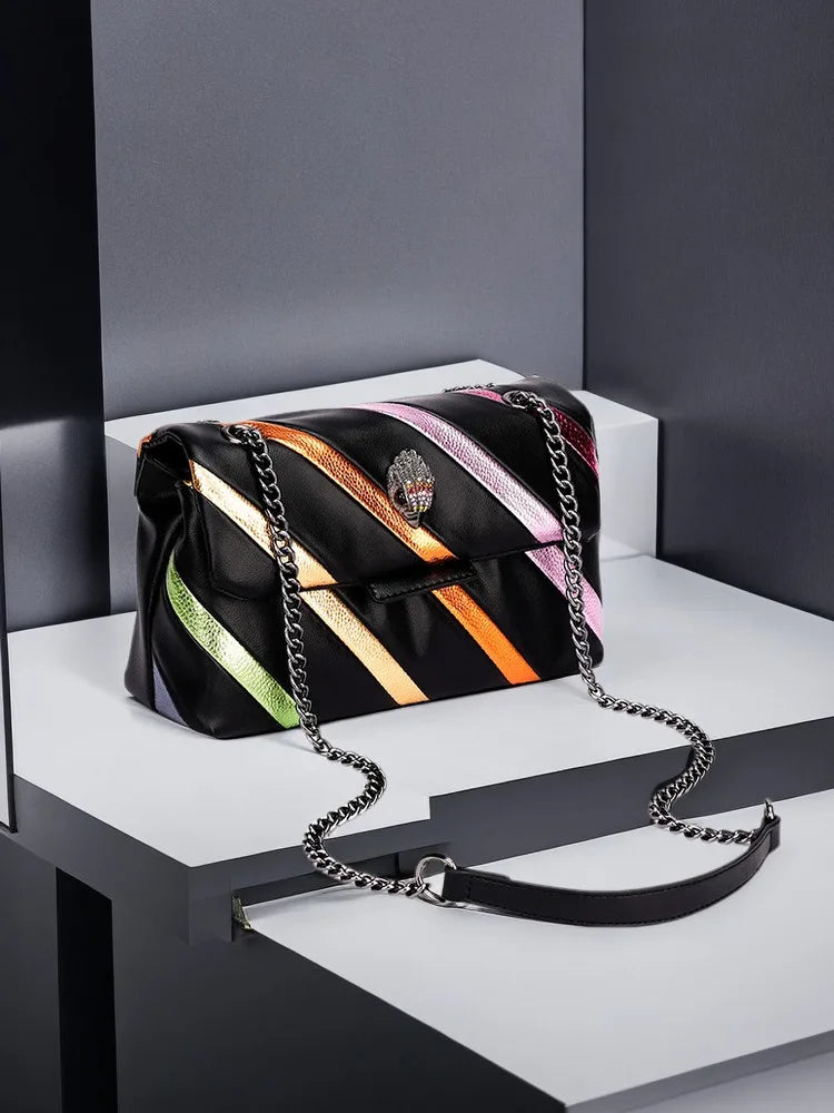 Bolsa Feminina Colorida Couro